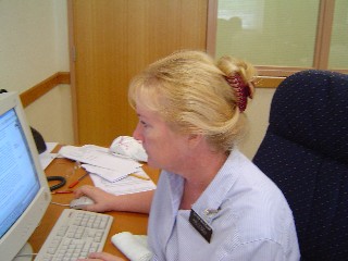 Sister Markham with Computer